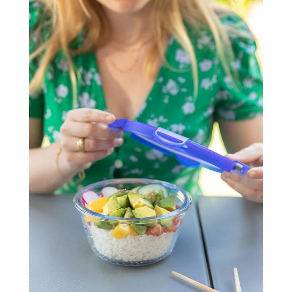Set med stapelbara, hermetiskt förslutna, matlådor Pyrex Blå 0,7 L 3 Delar - 3