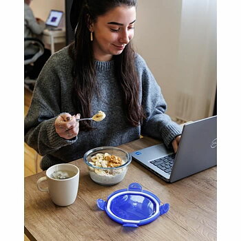 Set med stapelbara, hermetiskt förslutna, matlådor Pyrex Blå 0,7 L 3 Delar