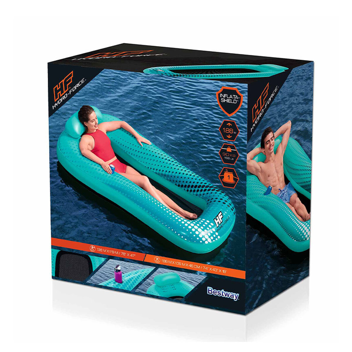 Bestway Hydro-Force Inflatable Lounge Chair 198x119 cm Beach and Pool 43540 - 2