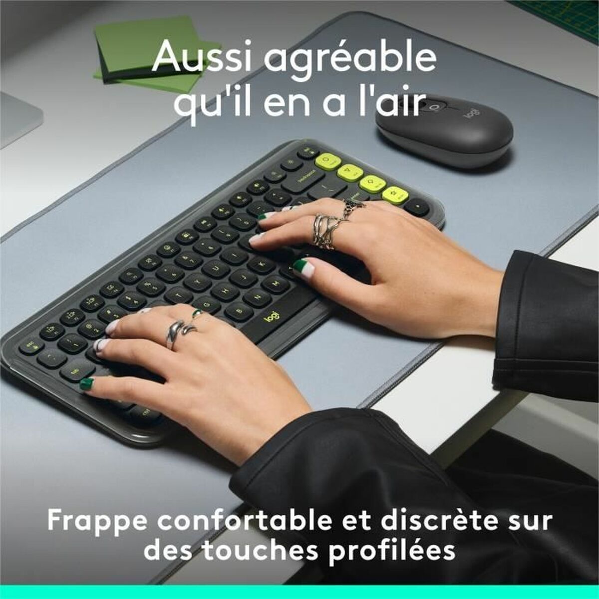 Trådlöst Tangentbord Logitech Pop Icon Keys Mörkgrå AZERTY - 3