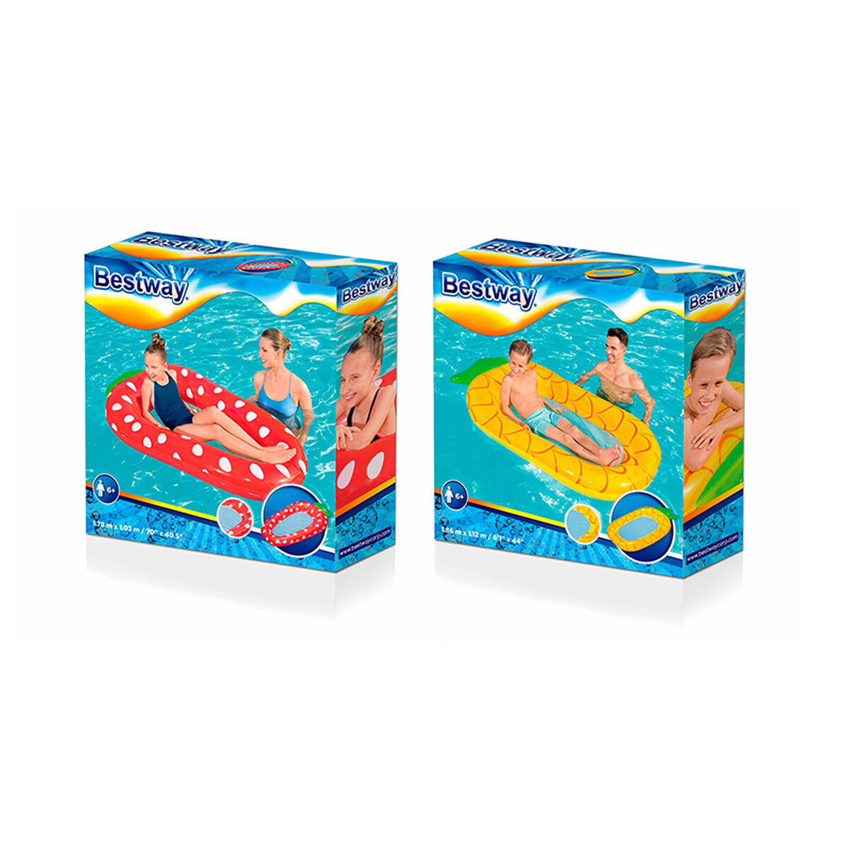 Bestway Uppblåsbar Fruktmadrass med Nät Olika Färger 178x103/186x112cm +6 år Strand & Pool 43644 - 2