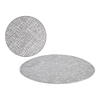 Bordsunderlägg Kinvara Silvrig Silver Plast 30 % Polyester Ø 38 cm 38 x 0,01 x 38 cm (12 antal)