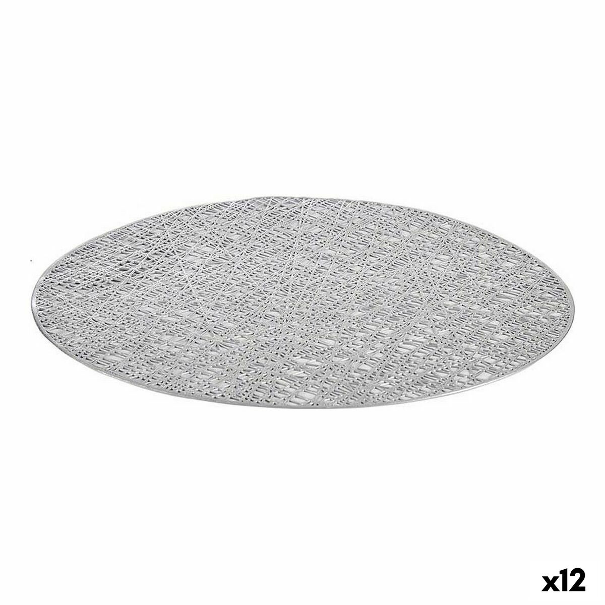 Bordsunderlägg Kinvara Silvrig Silver Plast 30 % Polyester Ø 38 cm 38 x 0,01 x 38 cm (12 antal)