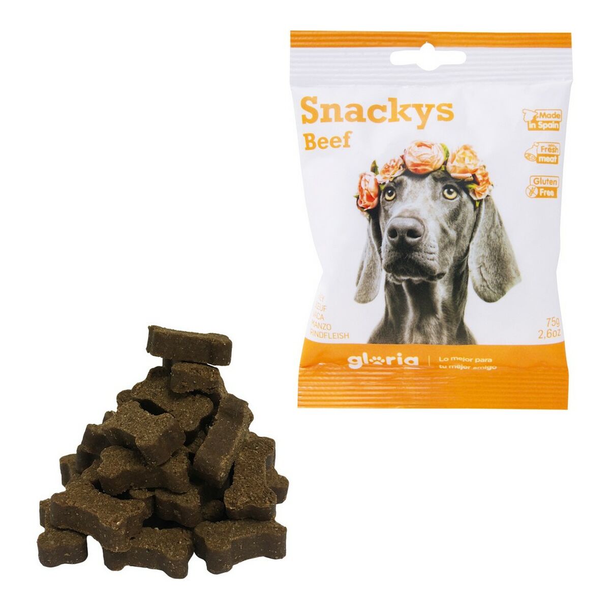 Hundgodis Gloria Display Snackys Oxe 30 x 75 g