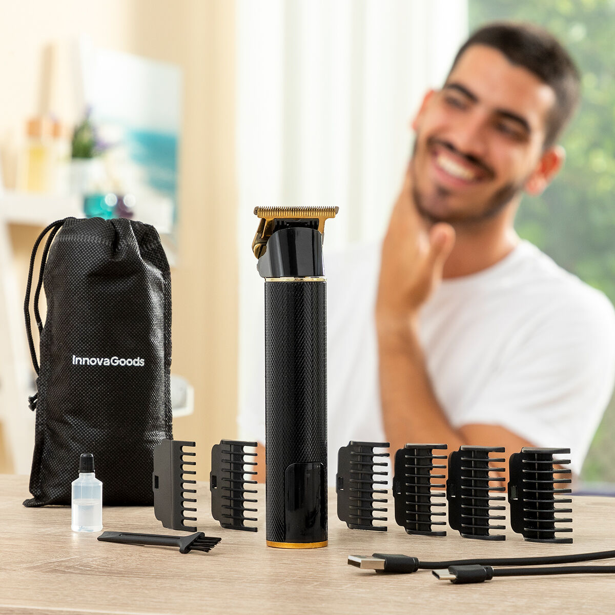 Professionell uppladdningsbar hårtrimmer med tillbehör Triher InnovaGoods - 2