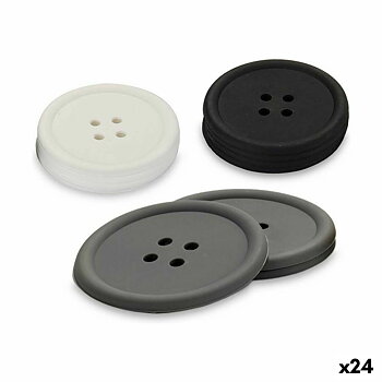 Underlägg Kinvara Vit Svart Grå Silikon Plast Knapp 9 x 2 x 9 cm 8,8 x 8,8 x 0,05 cm 8 x 0,05 x 8 cm 9 x 1,8 x 9 cm Set (24 anta