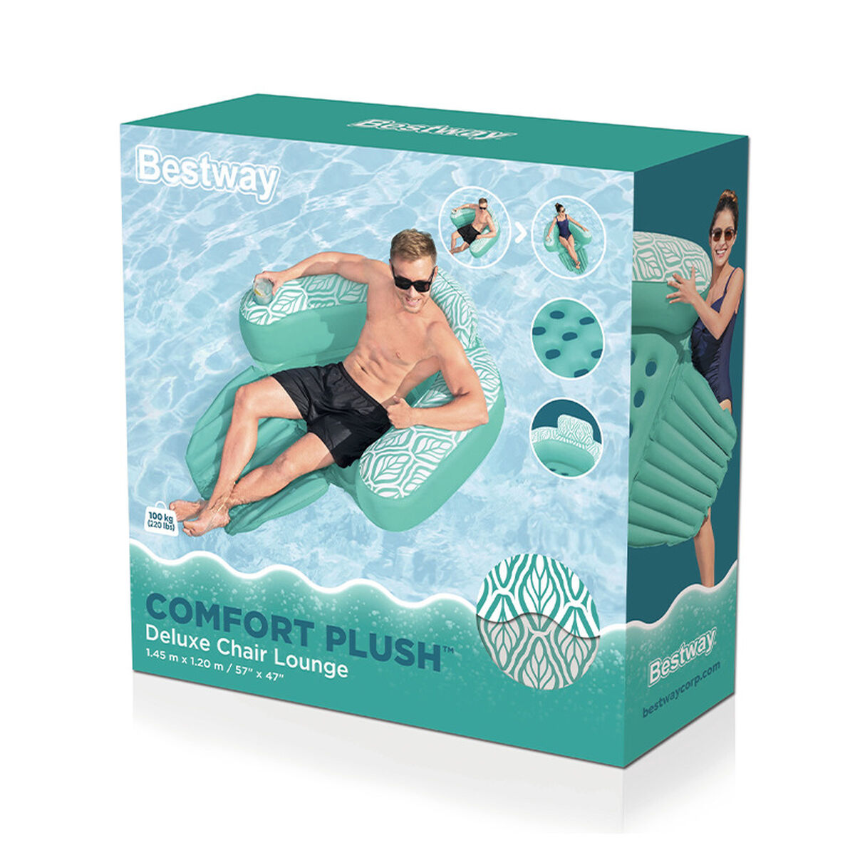 Uppblåsbar poolstol Bestway Comfort Plush 145 x 120 cm - 2