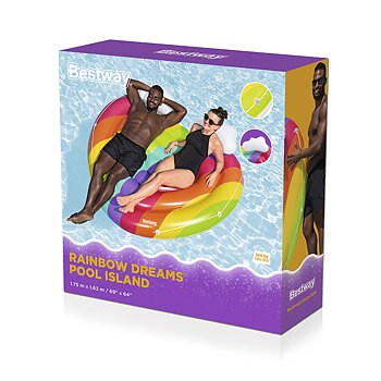Bestway Flytande Ö Regnbåge Uppblåsbar 175x163 cm Strand och Pool 43722