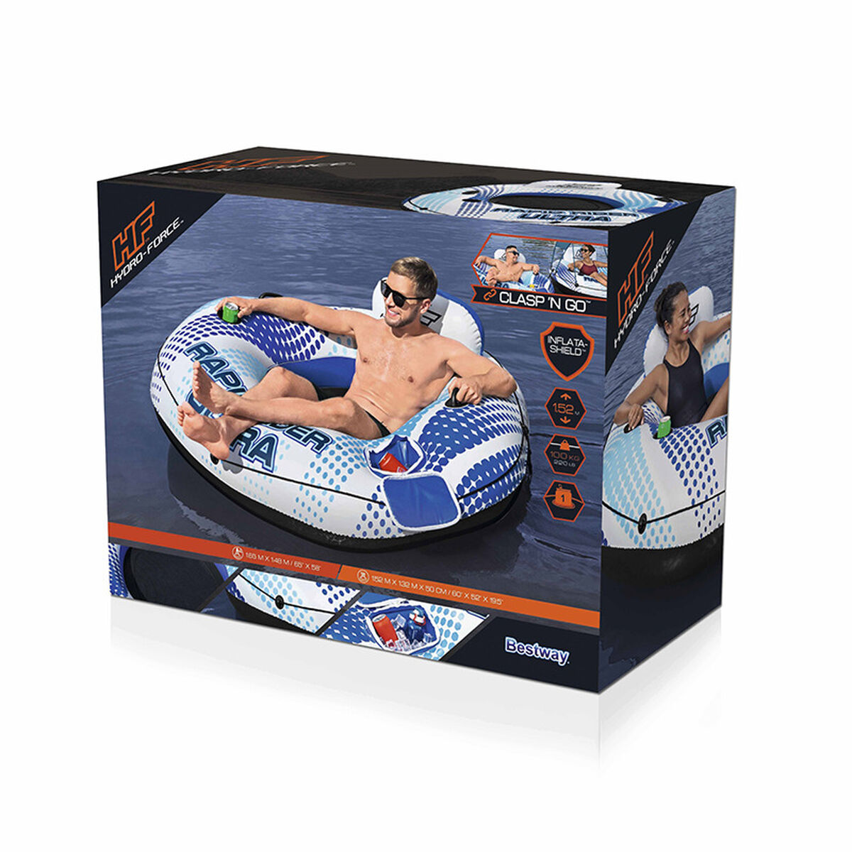 Bestway Uppblåsbart Hjul med Handtag Rapid Rider med Kylare 165x148 cm Strand och Pool 43726 - 2