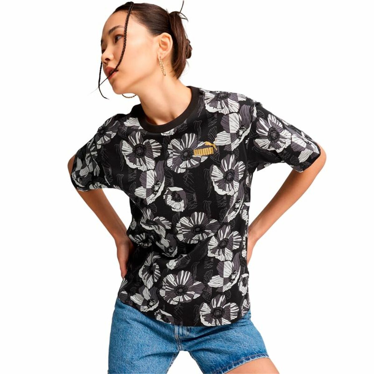 T-shirt med kortärm Dam Puma Essentials + Class Act Aop
