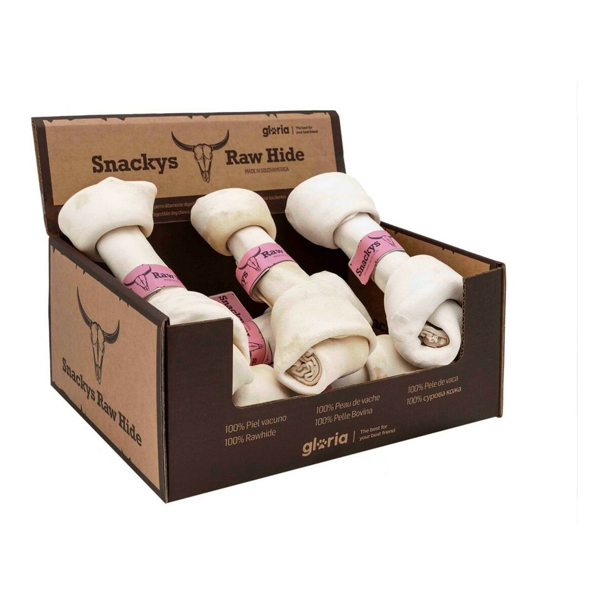 Hundgodis Gloria Snackys Rawhide Kalvkött 20-23 cm Knut 6 Delar