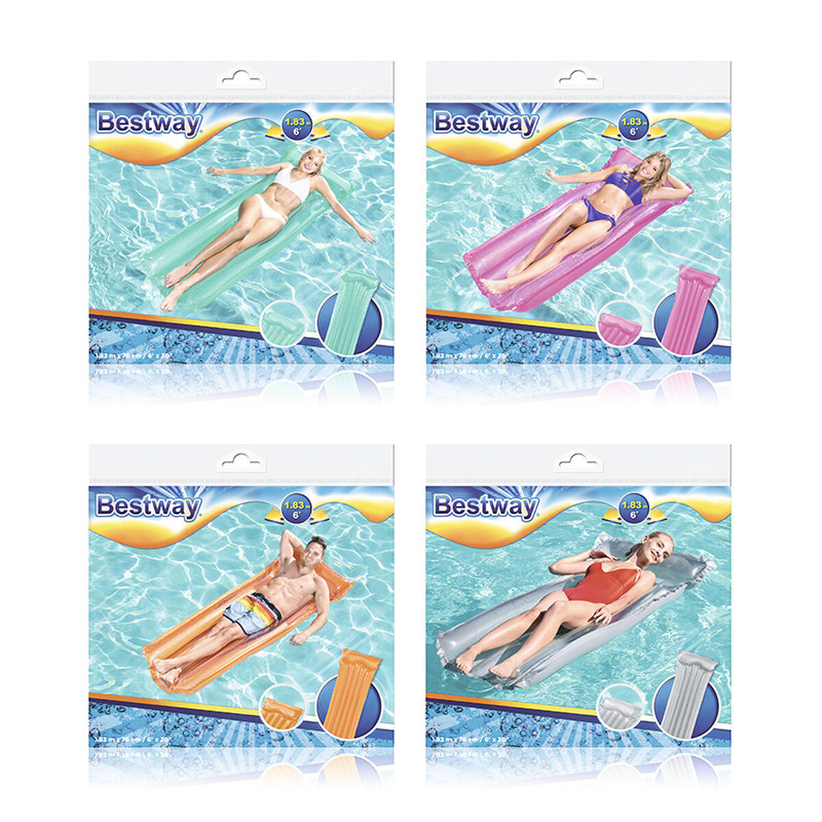 Bestway Luftmadrass Deluxe Blandade Färger 183x76 cm Strand och Pool 44013 - 2