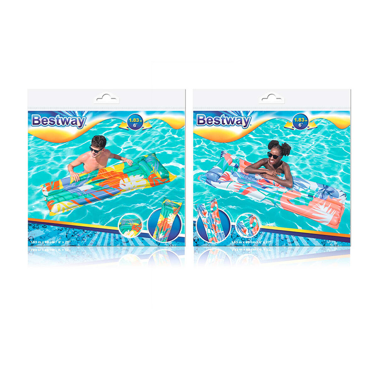 Bestway Luftmadrass Fashion Color Blandat 183x69 cm Strand och Pool 44033 - 2