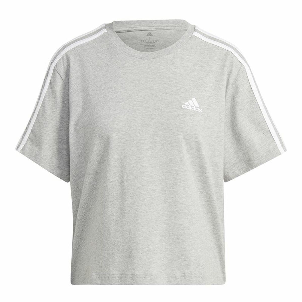 T-shirt med kortärm Dam Adidas 3S Cropped Top Ljusgrå (XS)