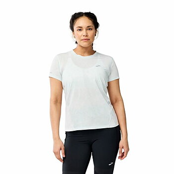 T-shirt med kortärm Herr Brooks Sprint Free Sleeve Vit Ljusblå