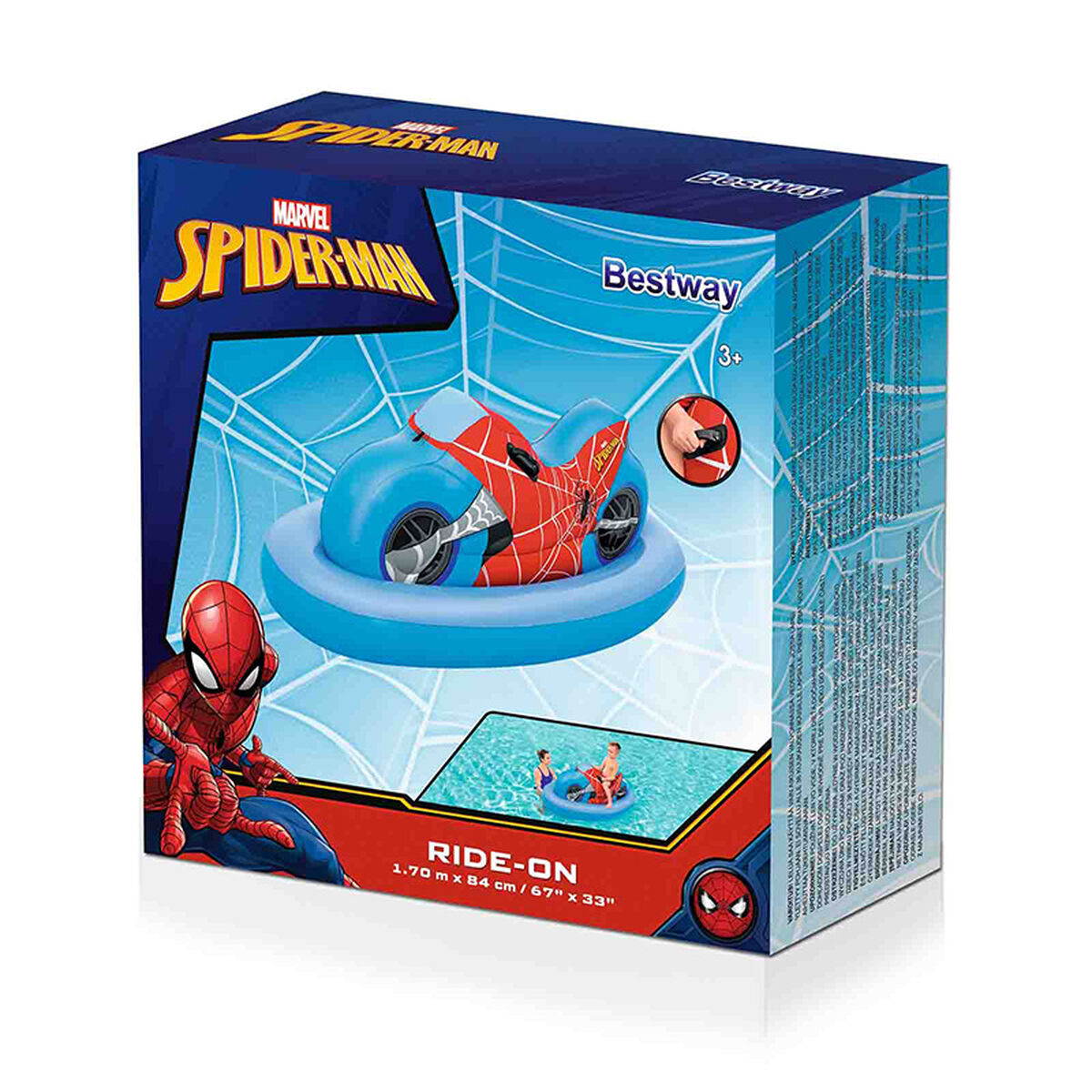 Bestway Uppblåsbar Motorcykel Spiderman 170x84 cm +3 År Strand och Pool 98794 - 2