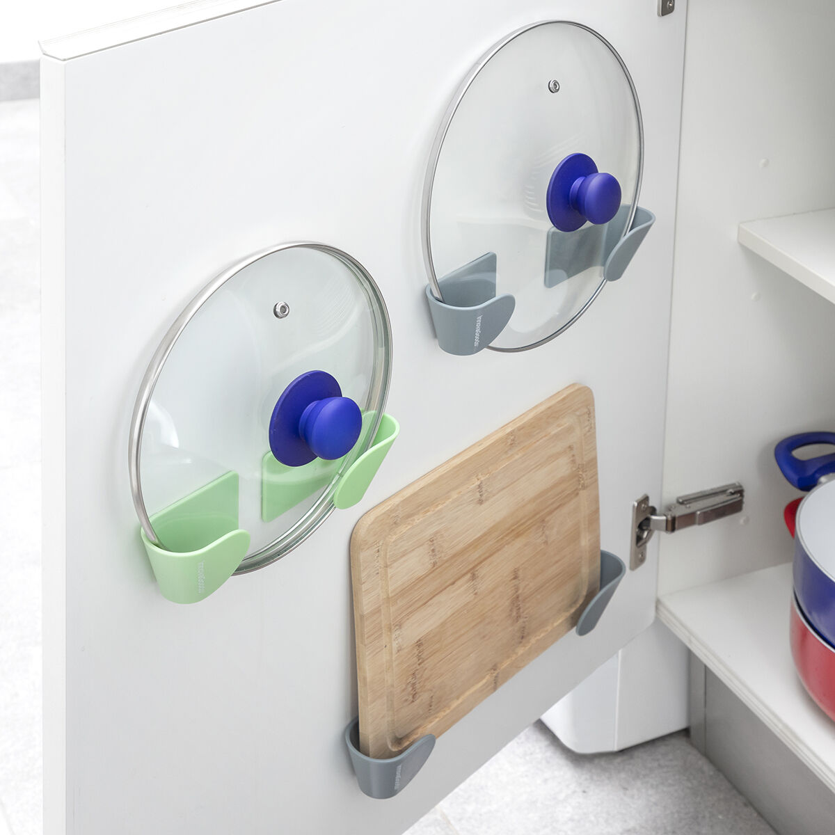 Set med 3 självhäftande hållare för kastrullock Smarack InnovaGoods - 2