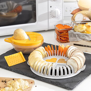 Set med Mandolin och Recept för att Göra Chips i Mikrovågsugnen Chipit InnovaGoods