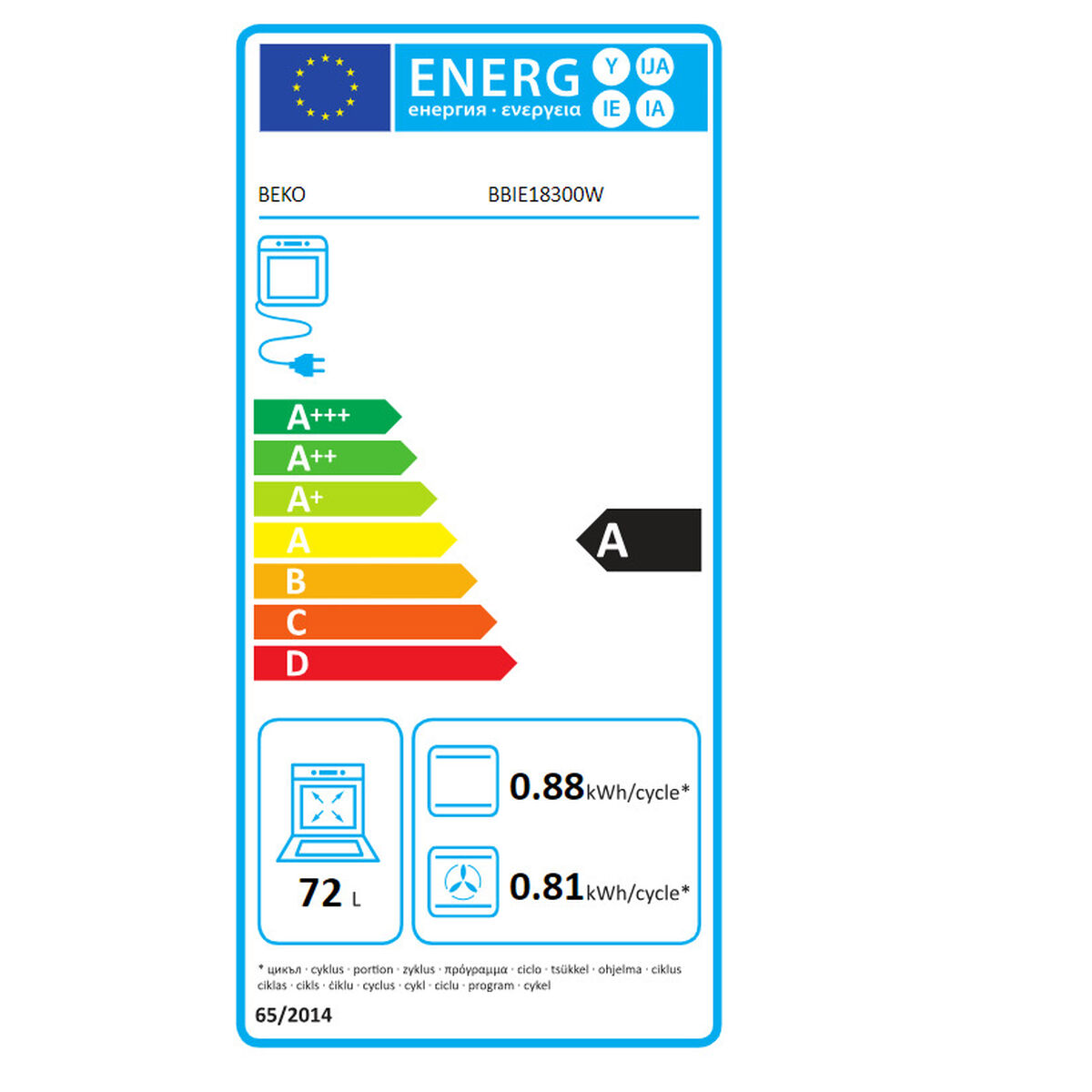 Ugn BEKO TP-8690842427831 72 L 2400 W D 100 W - 2