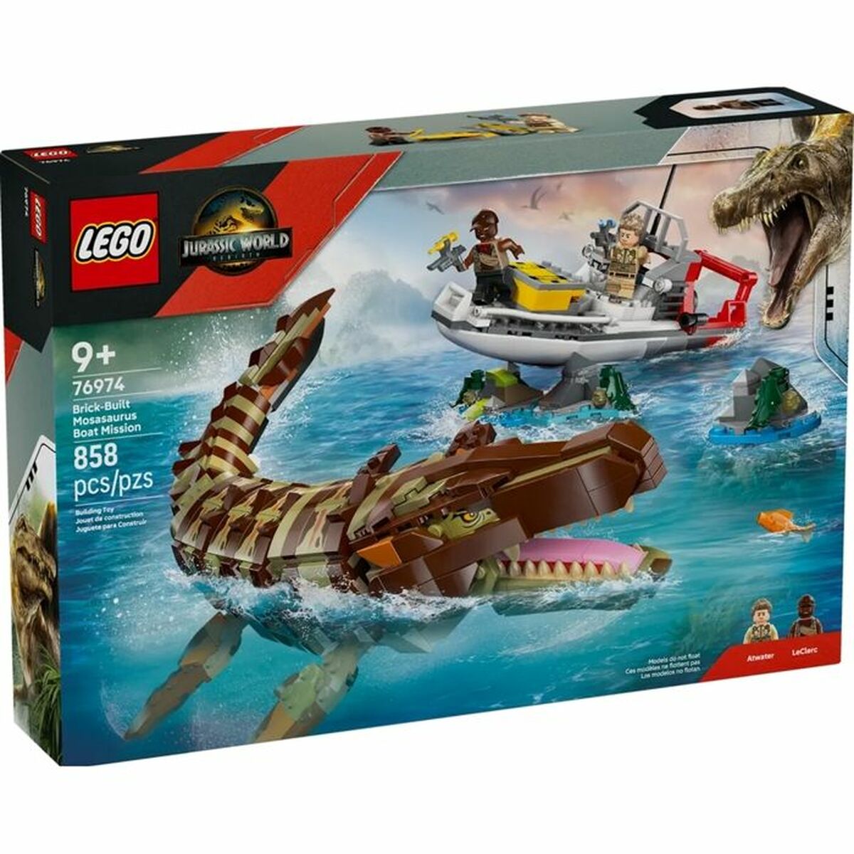 Byggsats Lego 76974 Jurassic World : Brick-Built Mosasaurus Boat Mission 858 Delar