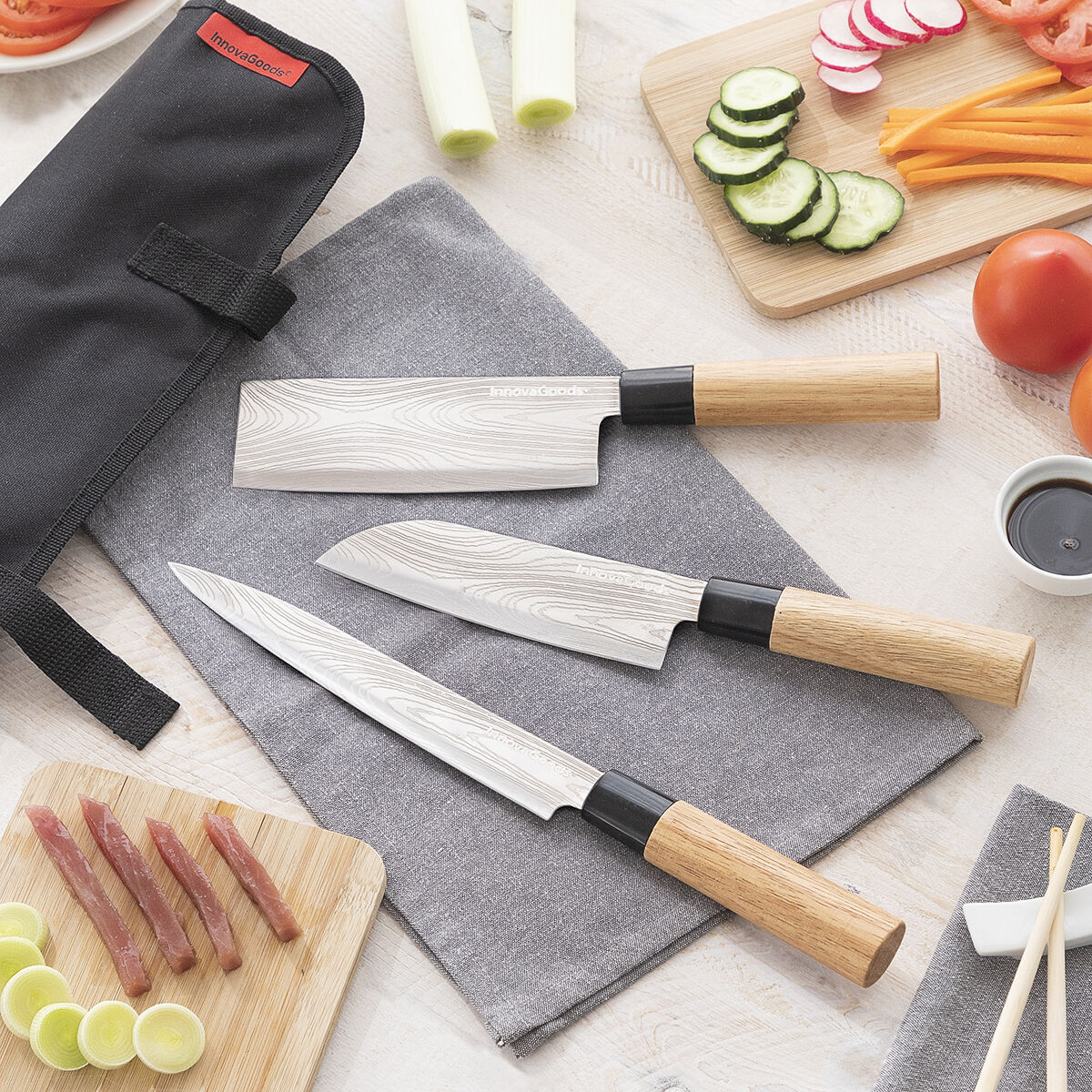 Set med knivar med professionell väska Damas·Q InnovaGoods - 3
