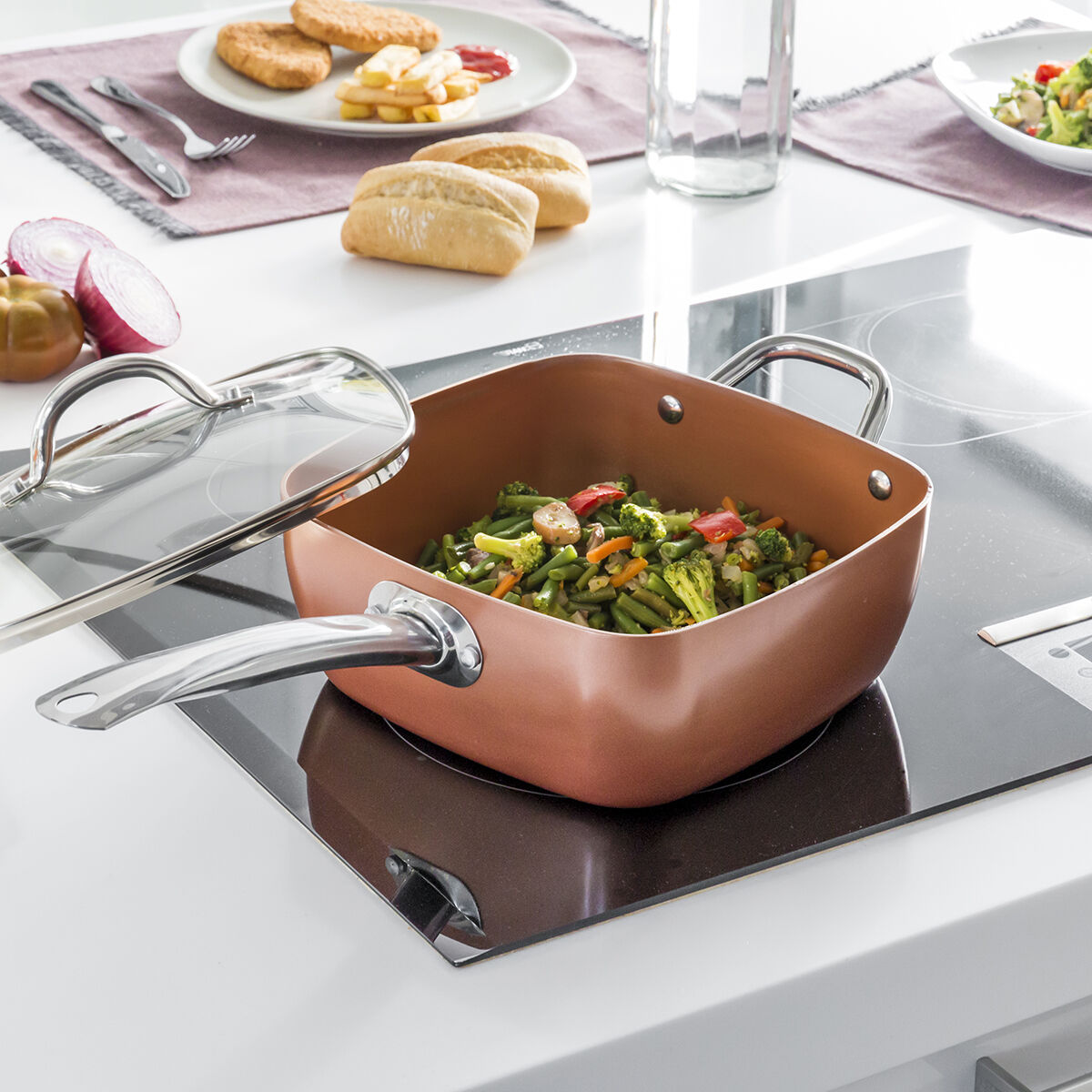 Multifunktionspanna 5 i 1 Copper Coppans InnovaGoods 4 Delar - 2