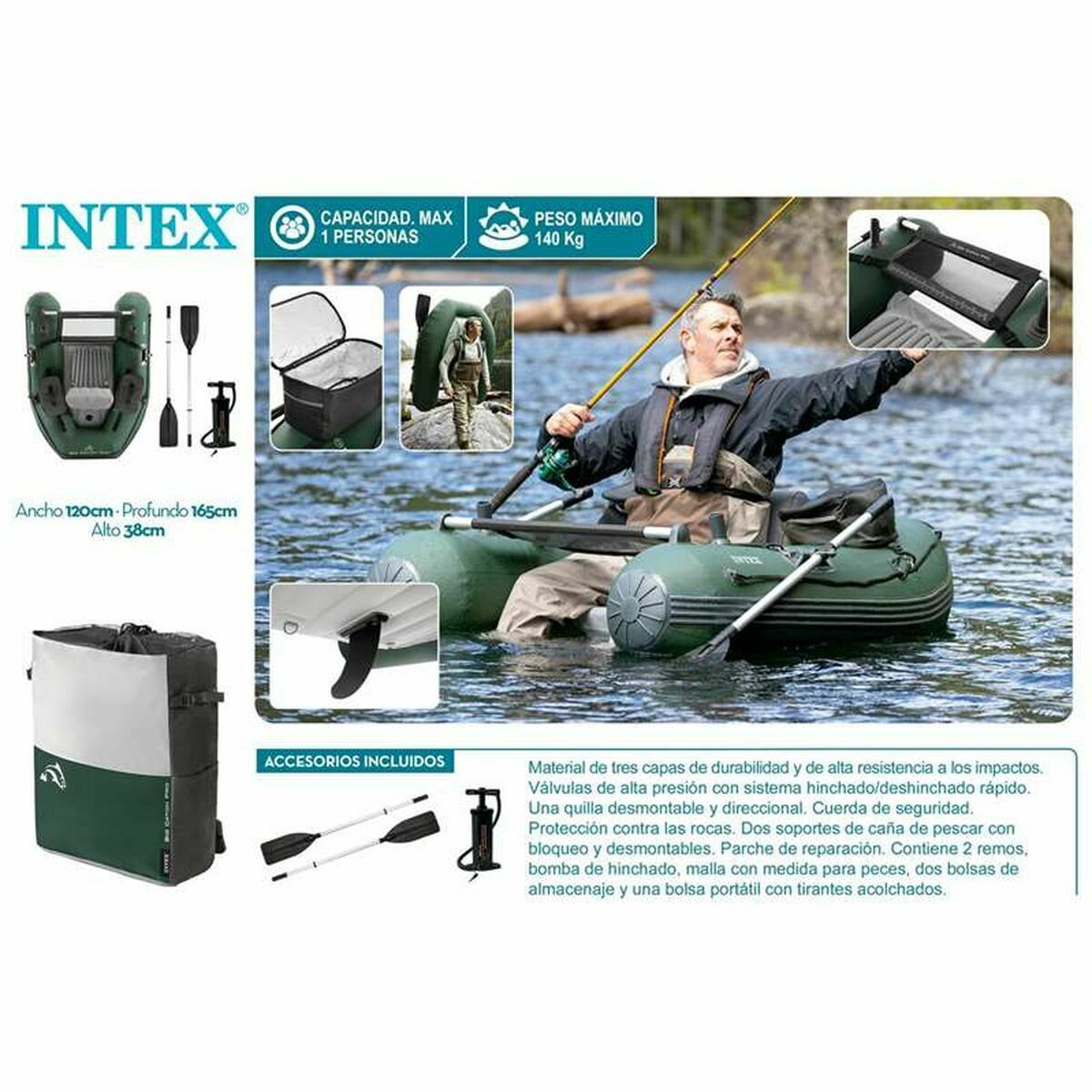 Uppblåsbar båt Intex Big Catch Pro 165 x 120 x 38 cm - 2