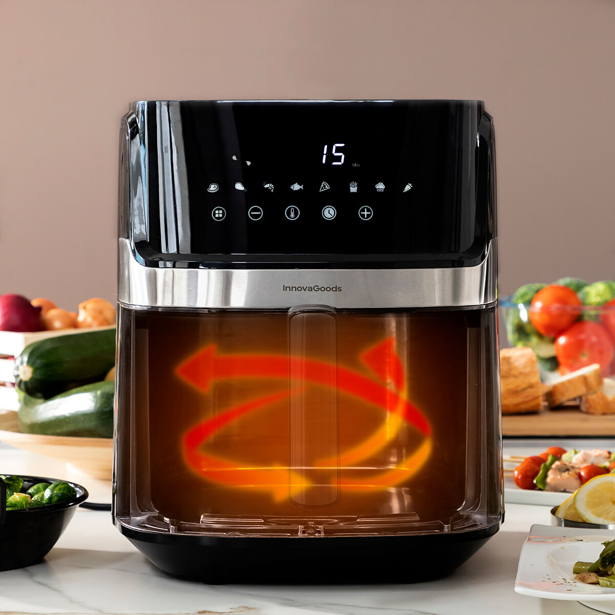Luftfritös InnovaGoods Fryinn Pro 5500 Svart 1700 W 5,5 L Rostfritt stål - 2