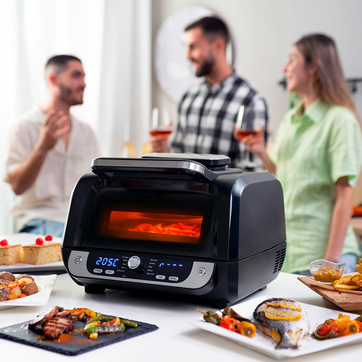 Luftfritös med Grill, Tillbehör och Receptbok InnovaGoods Fryinn 12-in-1 6000 Svart Stål 3400 W 6 L - 3