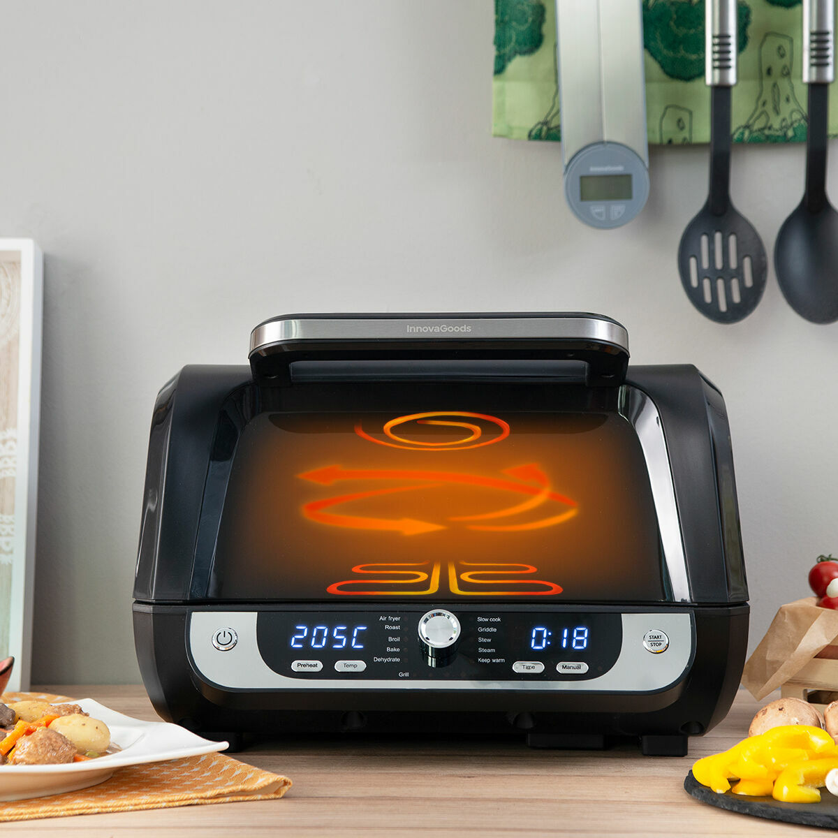 Luftfritös med Grill, Tillbehör och Receptbok InnovaGoods Fryinn 12-in-1 6000 Svart Stål 3400 W 6 L - 2