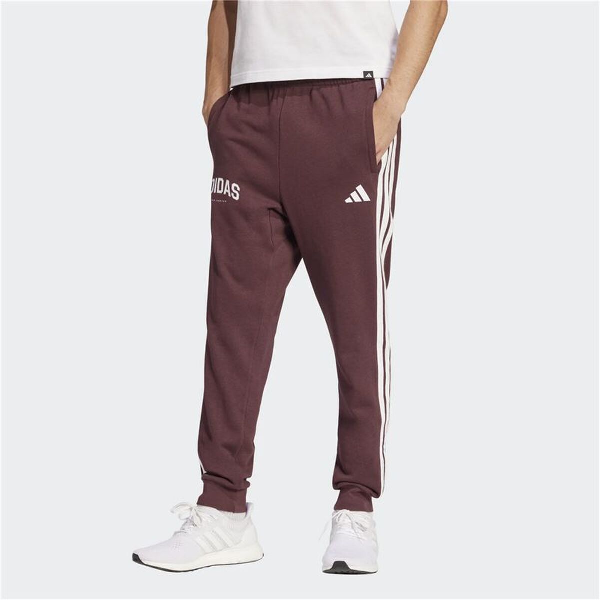 Långa träningsbyxor Adidas 3 Bandas Bordeaux Män - 2