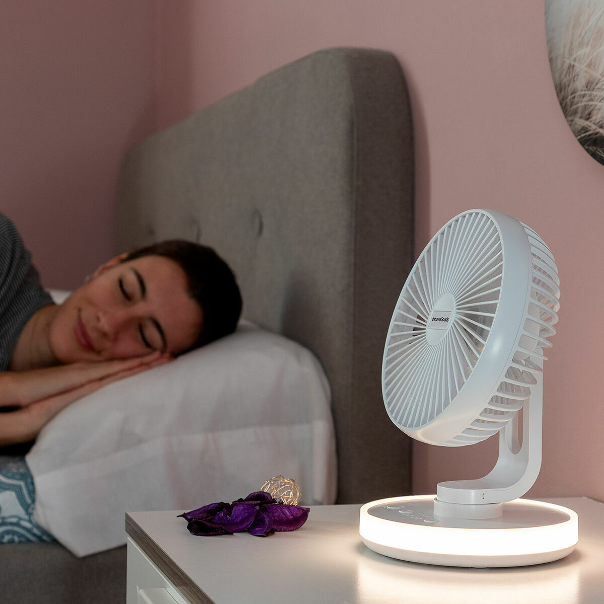 Laddningsbar Skrivbordsfläkt med LED FanLed InnovaGoods Ø6,6'' 4000 mAh