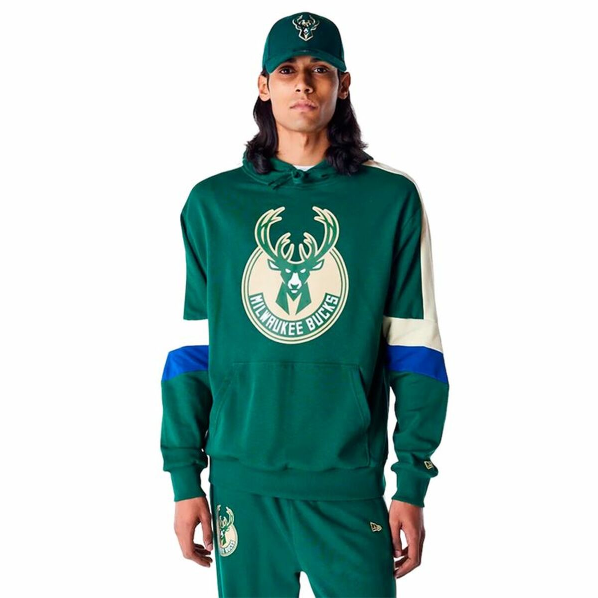 Tröja med huva Herr New Era COLOUR BLOCK OS Milwaukee Bucks