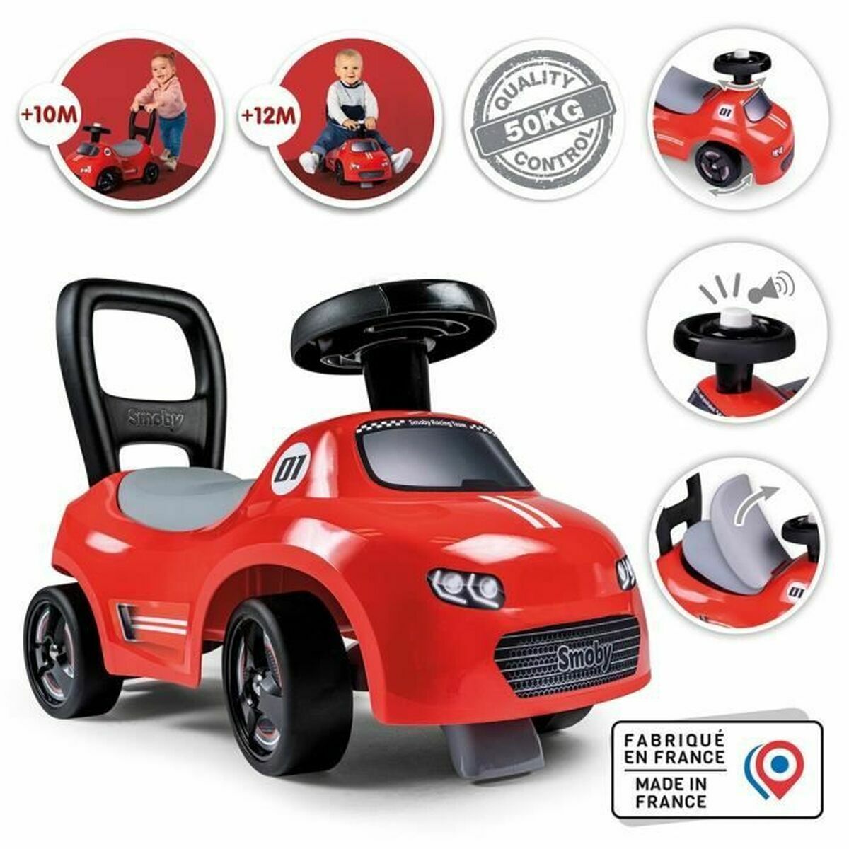 Trehjuling Smoby Svart Röd 2 i 1