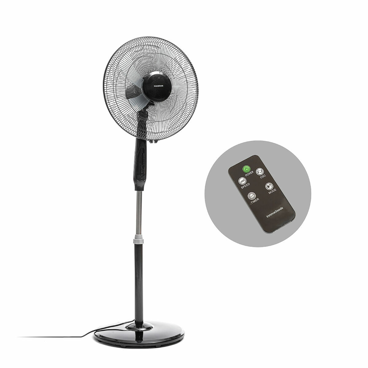 Piedestalfläkt med fjärrkontroll InnovaGoods Svart 45 W (Renoverade C)