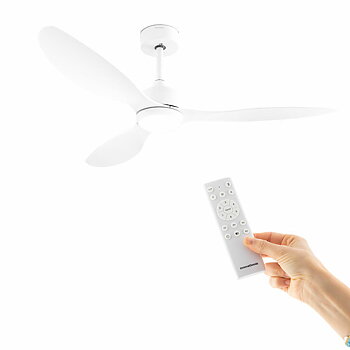 Takfläkt med belysning Flaled InnovaGoods Vit 36 W 52" Ø132 cm (Renoverade A)