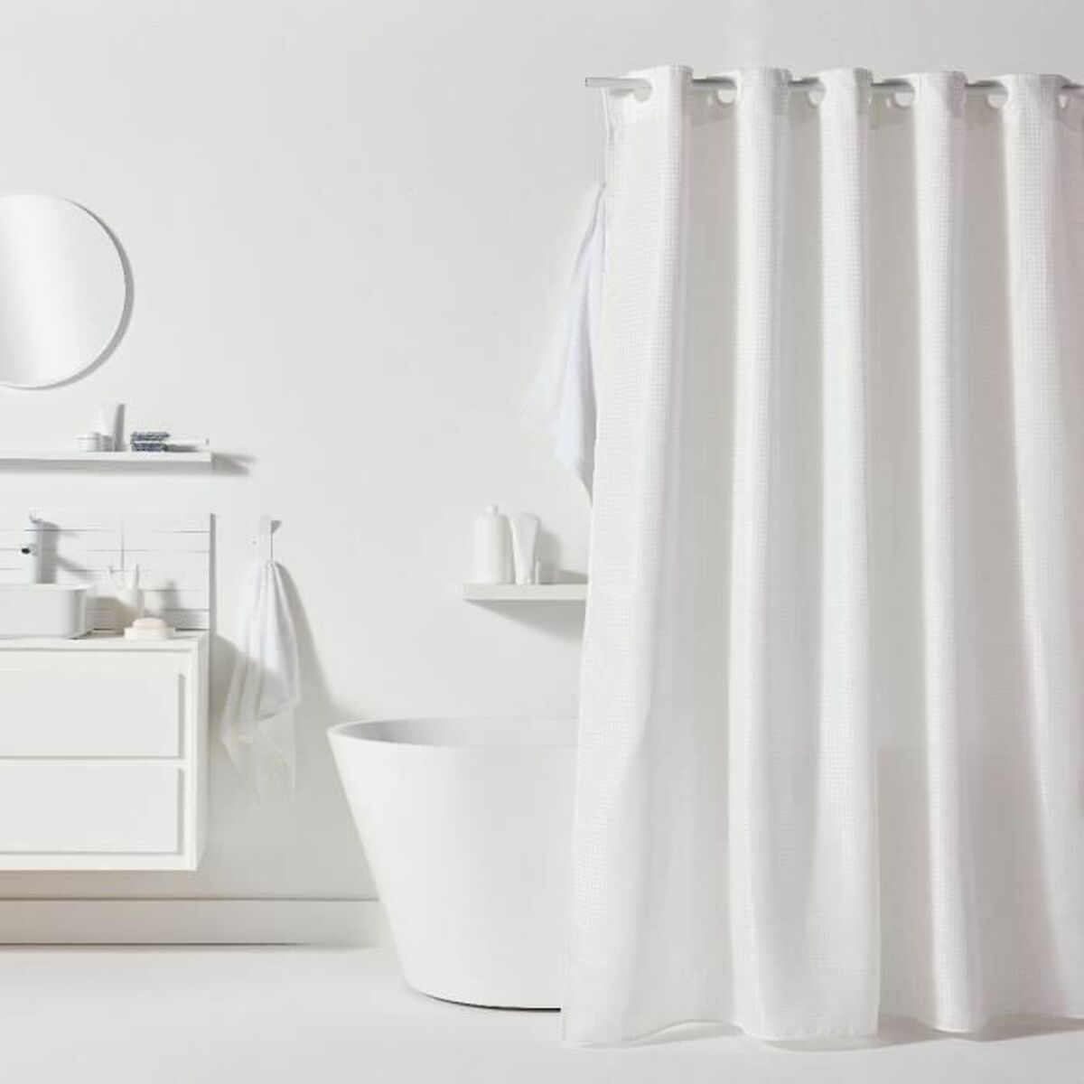 Duschdraperi TODAY Vit Polyester 180 x 200 cm (12 antal)