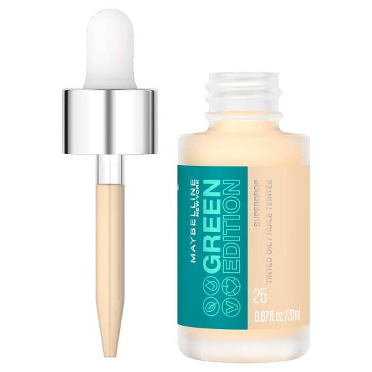 Flytande makeupbas Maybelline Green Edition Nº 25 20 ml Olja