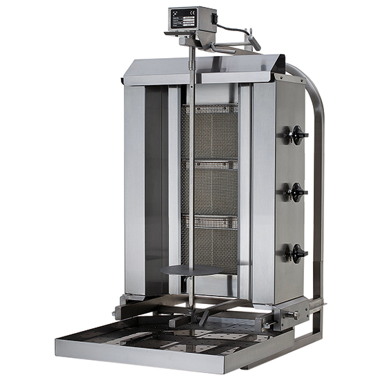 Gas kebab grill med 3 brännare, 30-50 kg