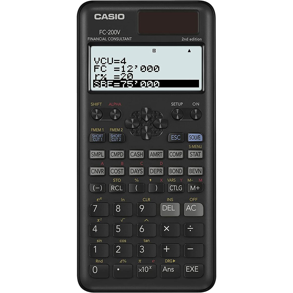 Kalkylator Casio FC-200V-2-W-ET Svart Plast 16,2 x 7,7 x 1,1 cm