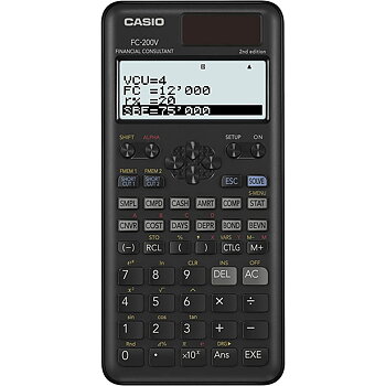Kalkylator Casio FC-200V-2-W-ET Svart Plast 16,2 x 7,7 x 1,1 cm