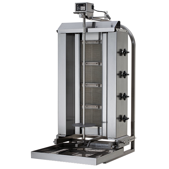 Gas kebab grill med 4 brännare, 50-80 kg
