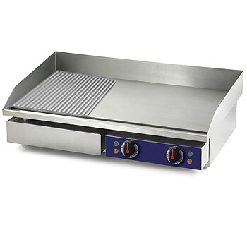 Elektrisk grillbänk, 2 zoner, slät och räfflad plåt