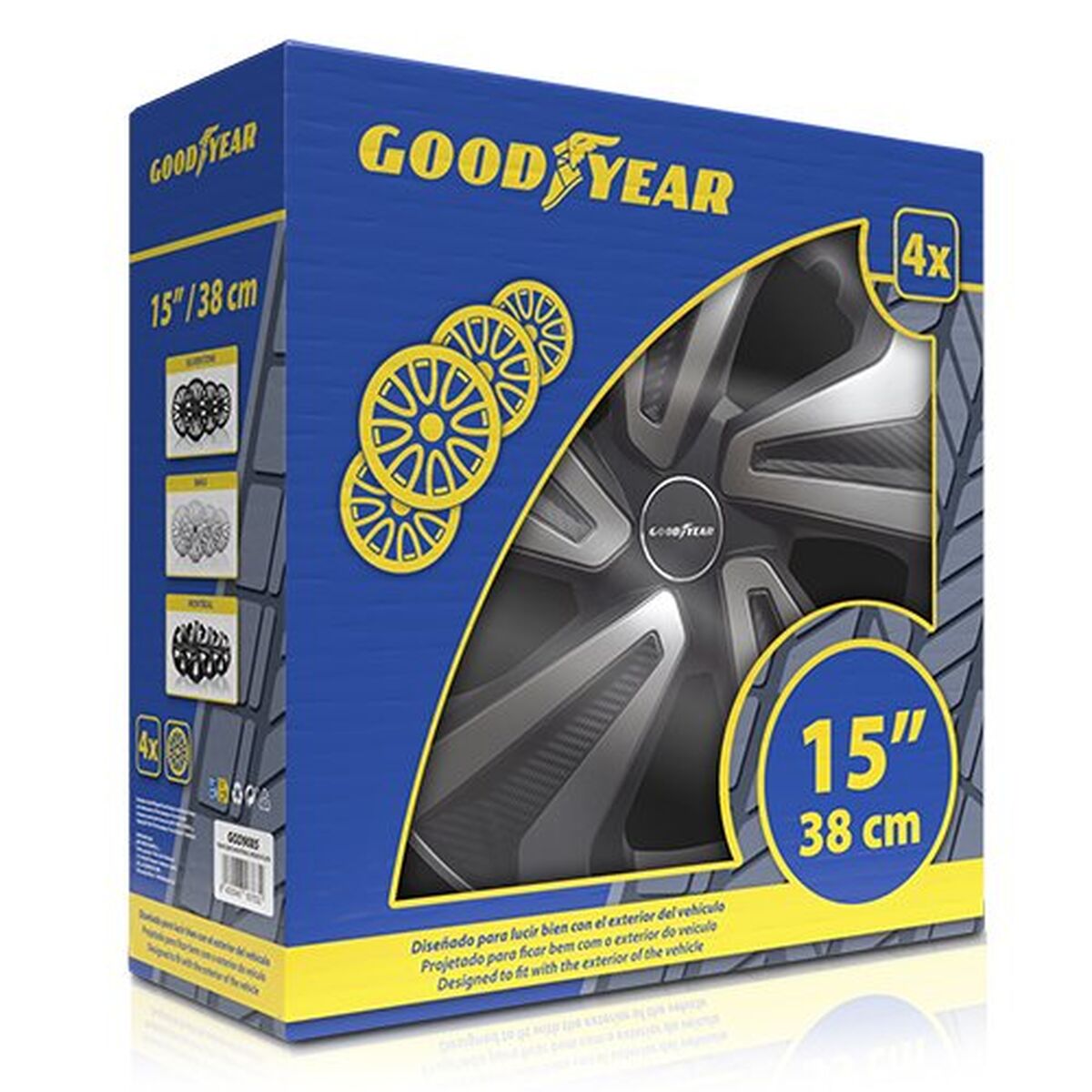 Navkapsel Goodyear GOD9085 Svart Dvobarvna Silver 15" (4 antal) - 2