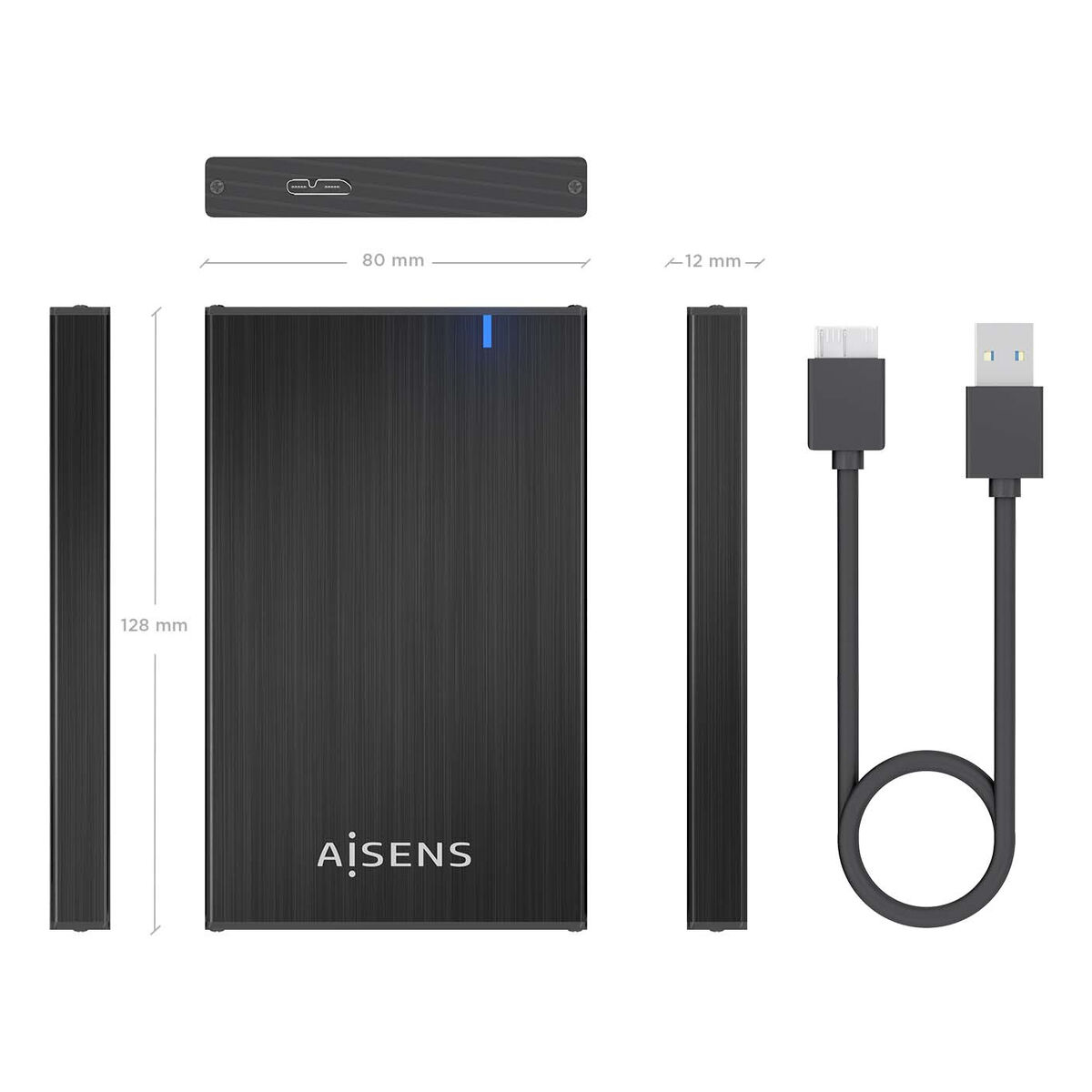 Externlåda Aisens ASE-2527B Svart 2,5" - 2