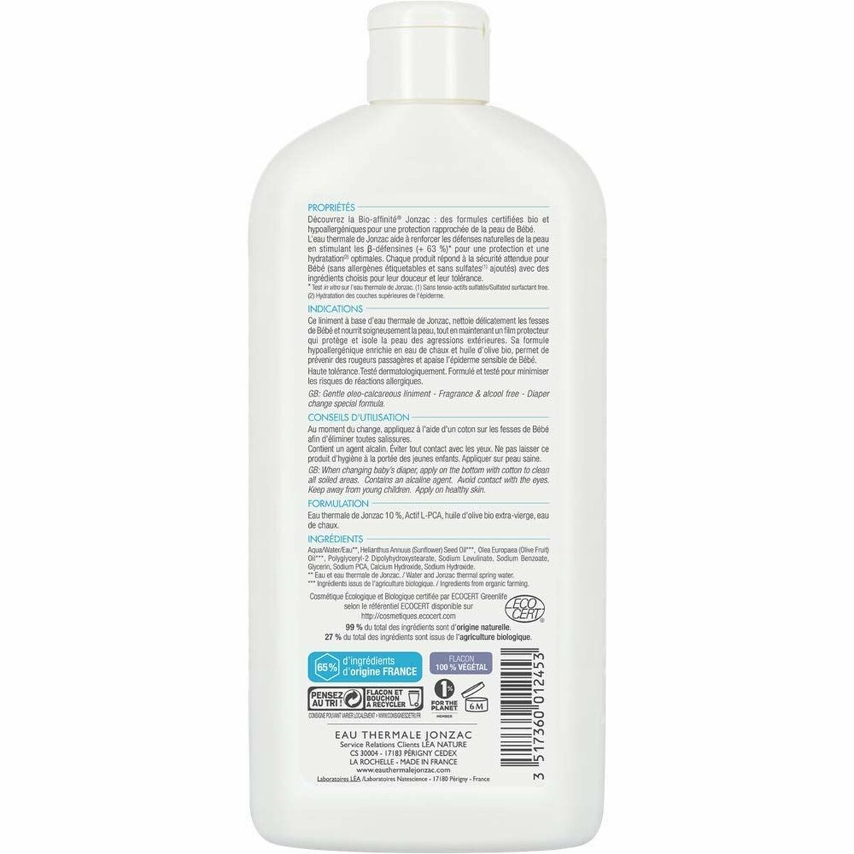 Intensivt återfuktande kräm Bebe Bio Eau Thermale Jonzac (500 ml) - 2