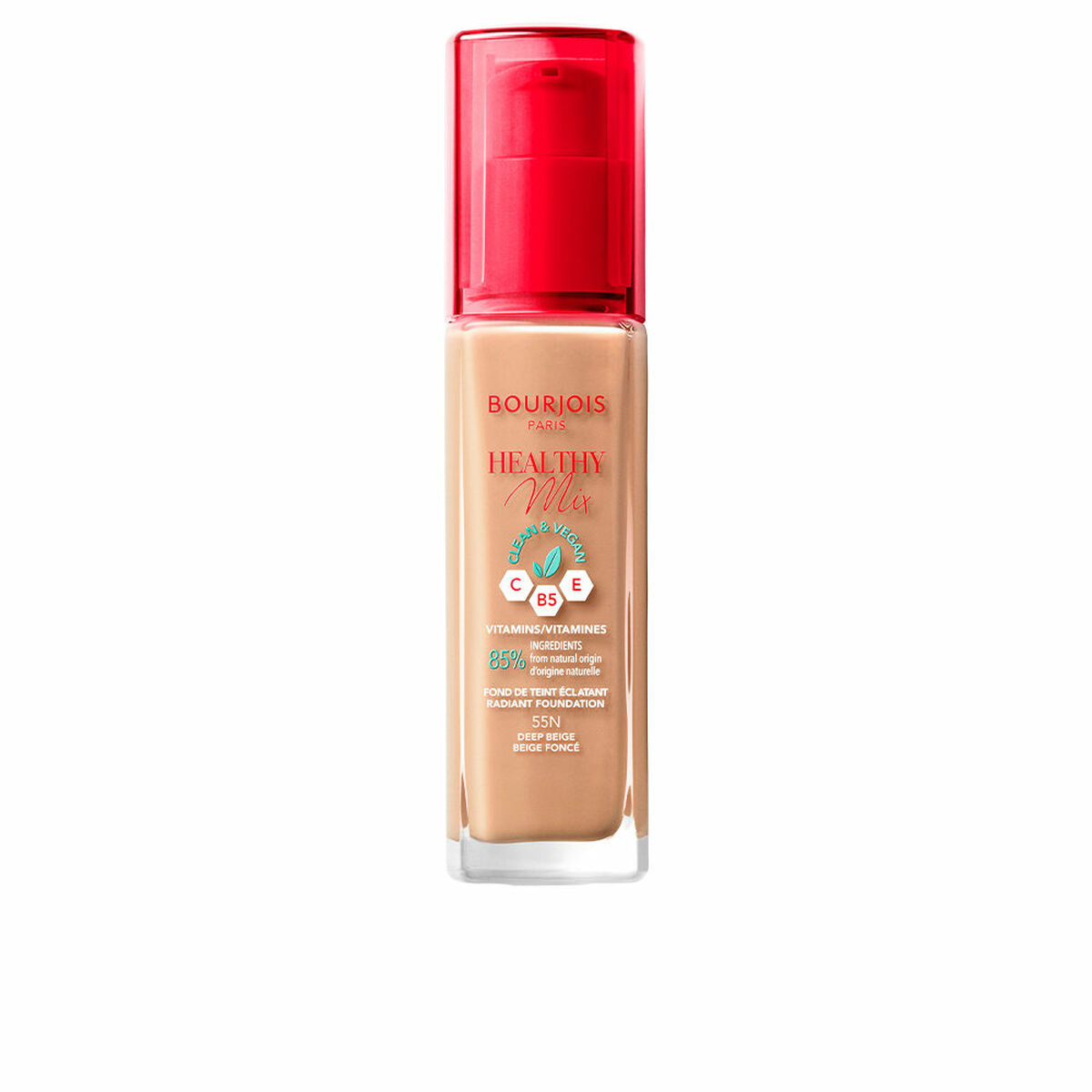 Flytande makeupbas Bourjois Healthy Mix Nº 55 Nº 55-Deep Beige 30 ml