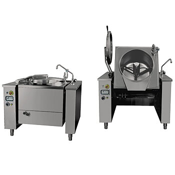 Elektrisk kokande kastrull med mixer, square tippar version, indirekt uppvärmning, 150 liter