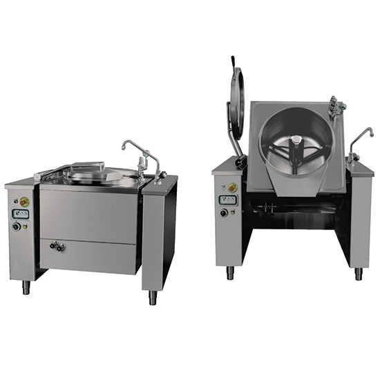Elektrisk kokande kastrull med mixer, square tippar version, indirekt uppvärmning, 300 liter