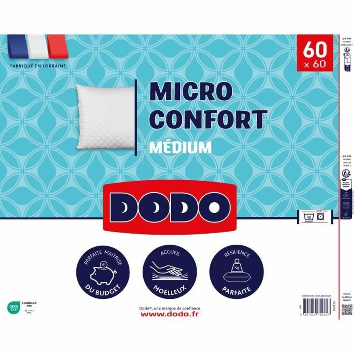 Kudden DODO MICRO CONFORT Vit 60 x 60 cm